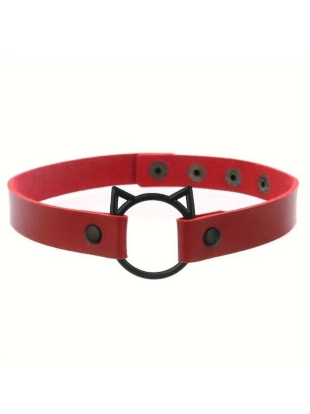 Choker Collar Necklace Leather Red Cat Kitty Edgy Metal Emo Sexy Cosplay Rave